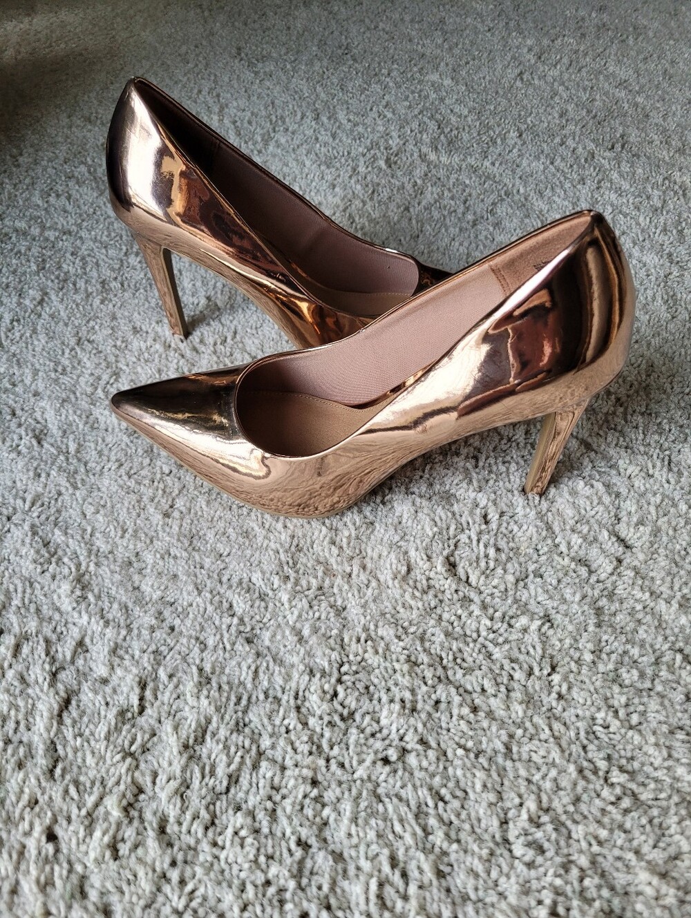 Women’s Metallic Rose Gold Pointed-Toe Pumps 4" Heels 8 - Picture 3 of 7